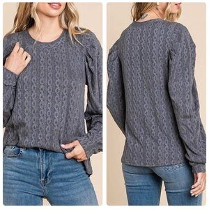 Boutique Brand Lightweight Gray Cable Knit Women's Blouse
